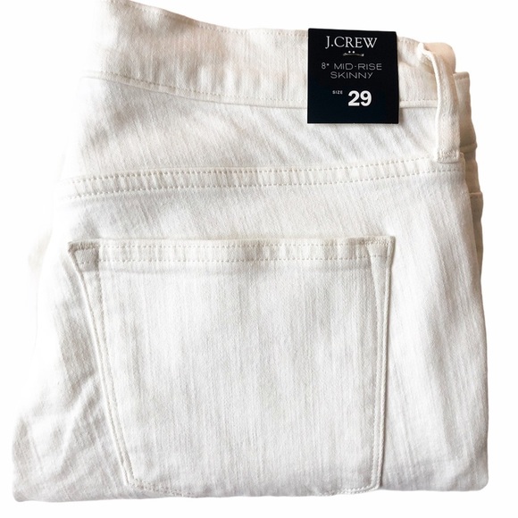 J. CREW Factory NWT 8” Mid Rise Skinny Denim Jeans Size 29 in White Denim - Picture 5 of 13